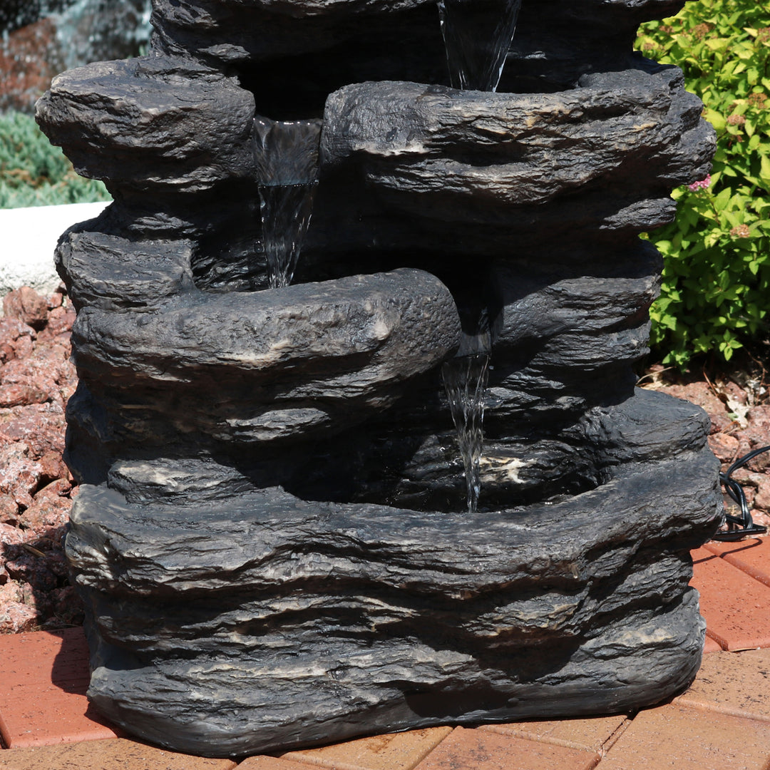 Sunnydaze Polystone Rock Falls Waterfall Fountain with LED Lights - 24 in Image 6