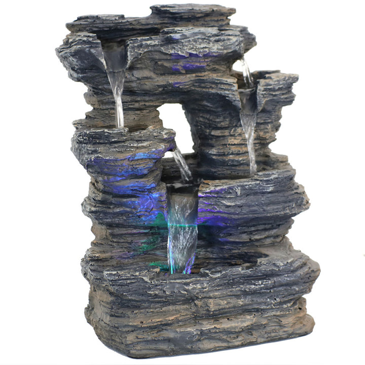 Sunnydaze Five Stream Polyresin Indoor Fountain with Color LEDs - 13.5 in Image 1