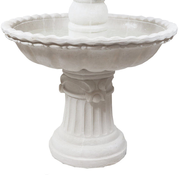 Sunnydaze Fruit Top Fiberglass Outdoor 3-Tier Water Fountain - White Image 7