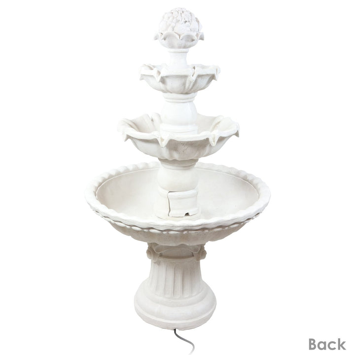 Sunnydaze Fruit Top Fiberglass Outdoor 3-Tier Water Fountain - White Image 6