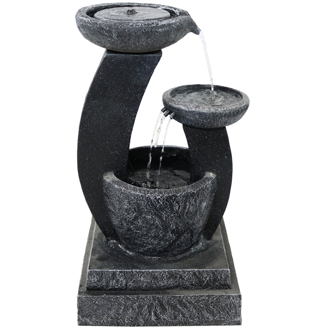 Sunnydaze Modern Cascading Bowls Solar Water Fountain with Battery - 28 in Image 1