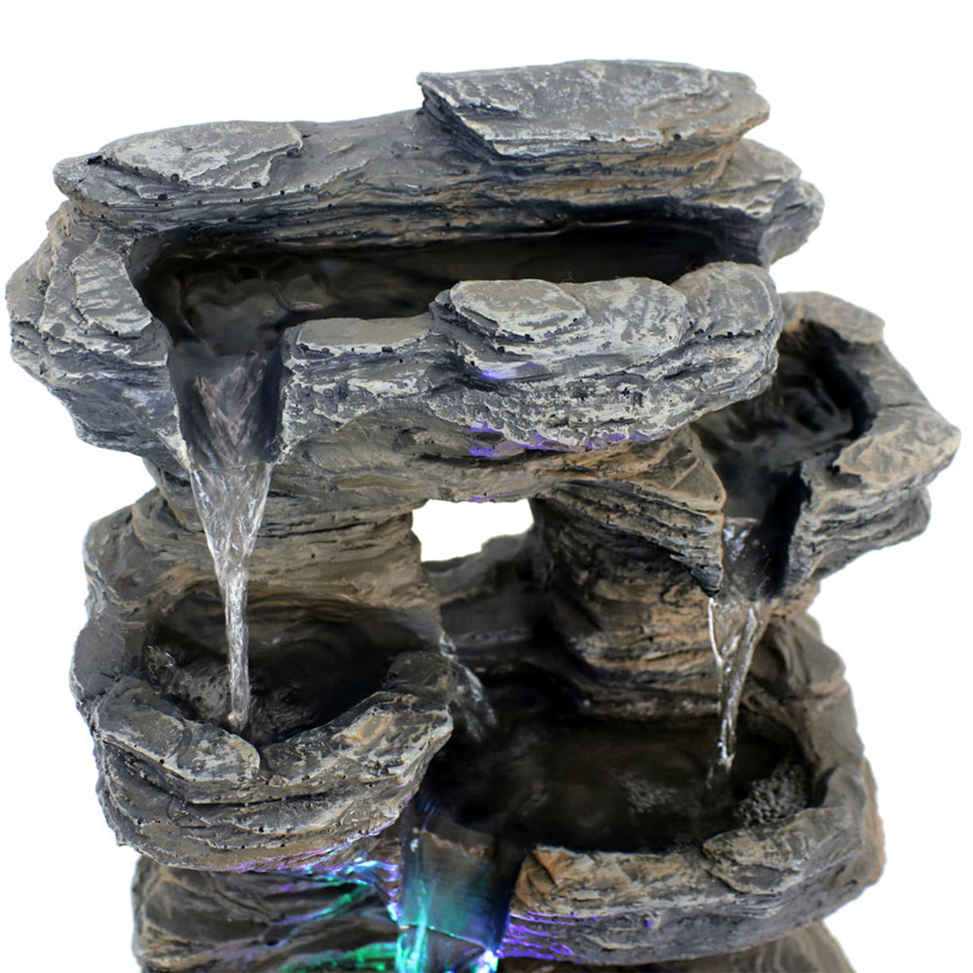 Sunnydaze Five Stream Polyresin Indoor Fountain with Color LEDs - 13.5 in Image 6