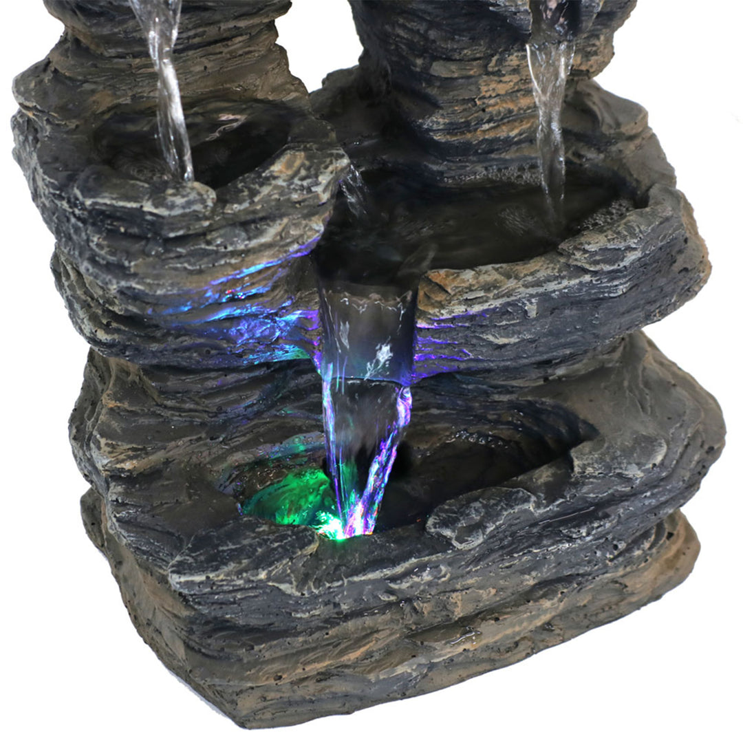 Sunnydaze Five Stream Polyresin Indoor Fountain with Color LEDs - 13.5 in Image 7