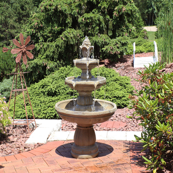 Sunnydaze Fiberglass Outdoor 3-Tier Water Fountain Image 11