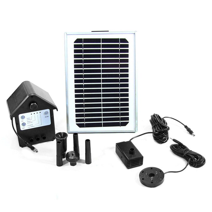 Sunnydaze 132 GPH Solar Pump and Panel Kit with Battery Pack - 56 in Lift Image 1