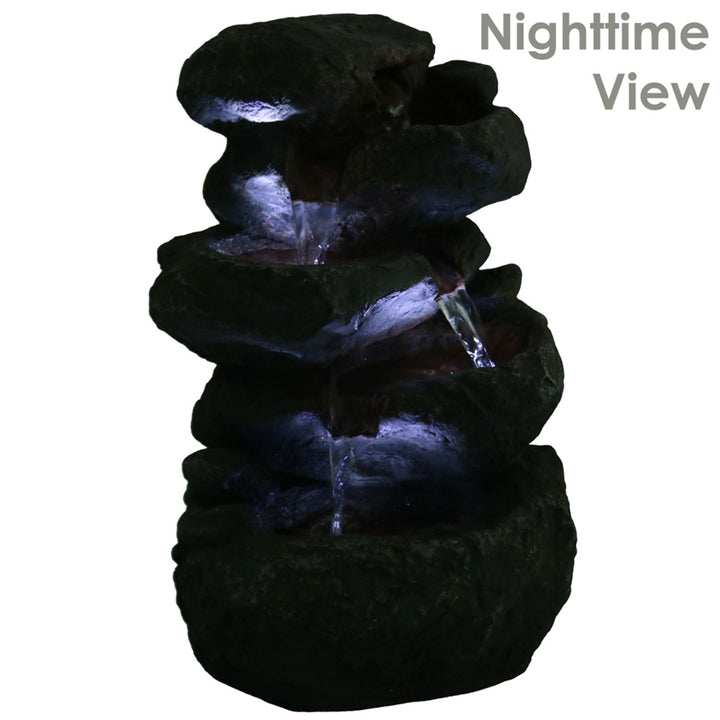 Sunnydaze Stacked Rocks Polyresin Indoor Water Fountain with LED - 10.5 in Image 5