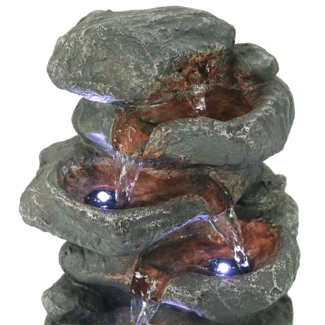 Sunnydaze Stacked Rocks Polyresin Indoor Water Fountain with LED - 10.5 in Image 6