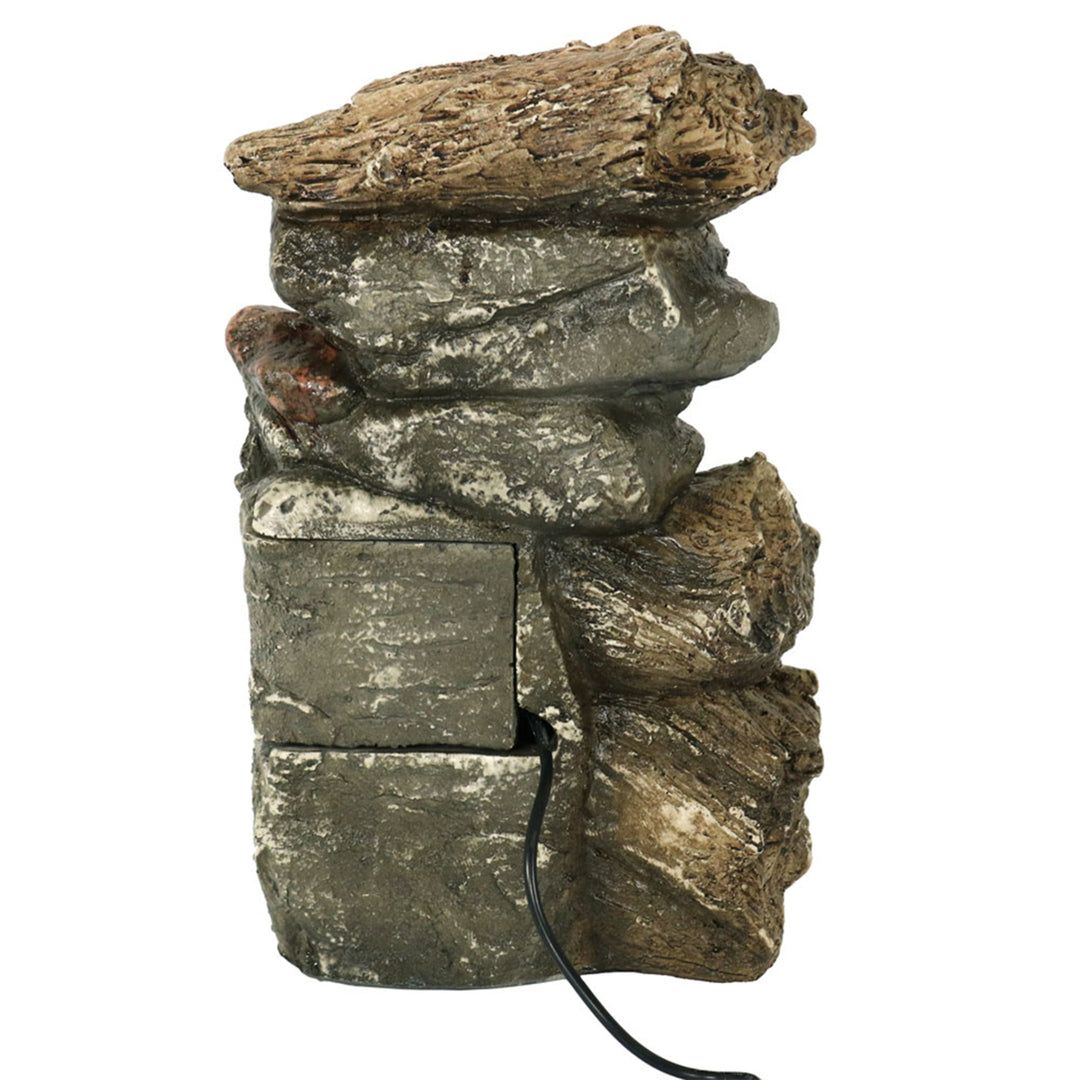 Sunnydaze Tiered Rock and Log Indoor Water Fountain with LEDs - 10.5 in Image 8