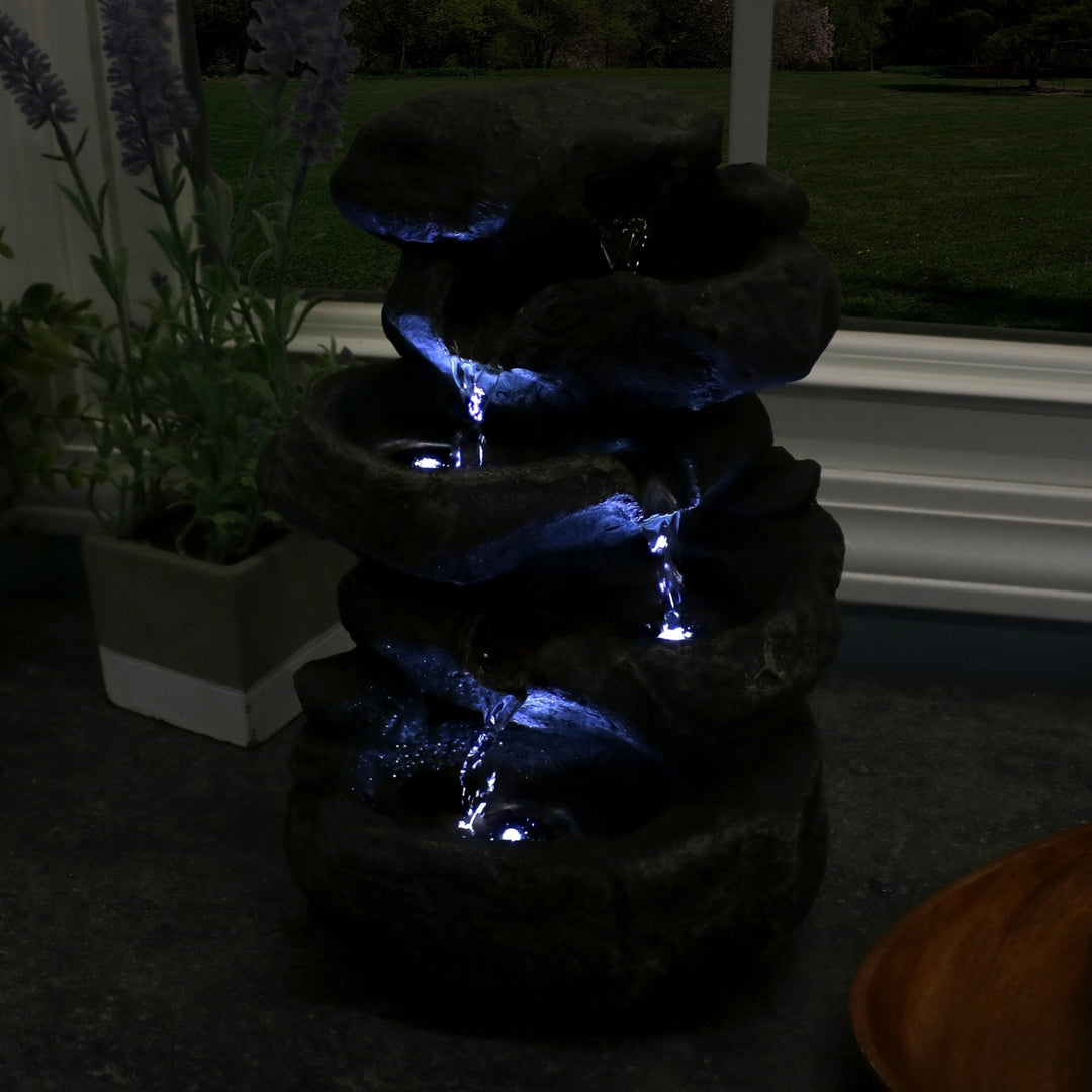 Sunnydaze Stacked Rocks Polyresin Indoor Water Fountain with LED - 10.5 in Image 10