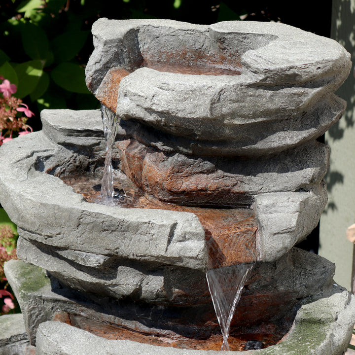 Sunnydaze Lighted Cobblestone Waterfall Fountain with LED Lights - 31 in Image 5