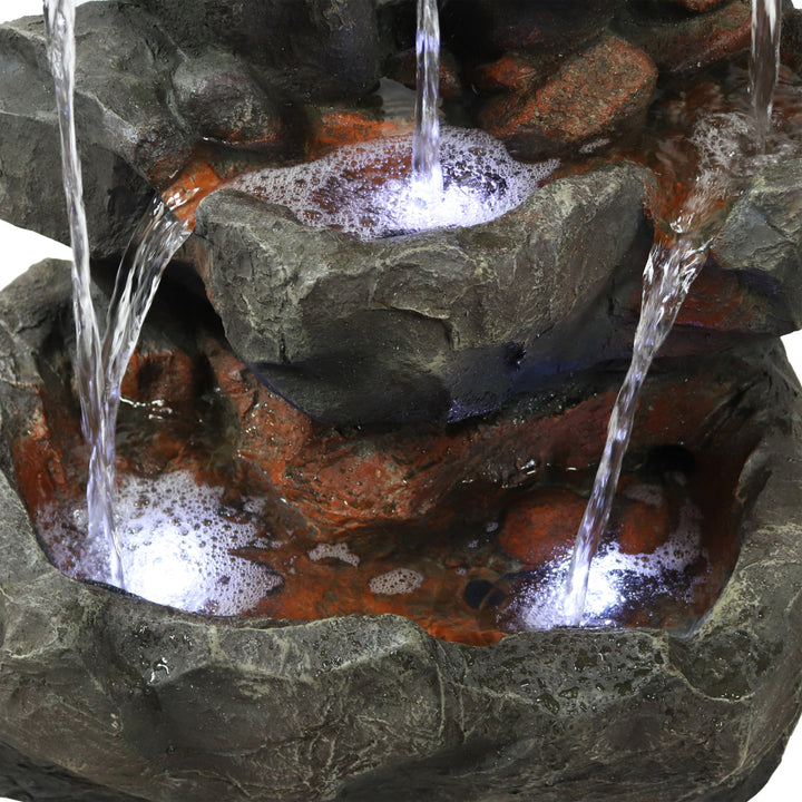 Sunnydaze Layered Rock Waterfall Fountain with LED Lights - 32 in Image 6