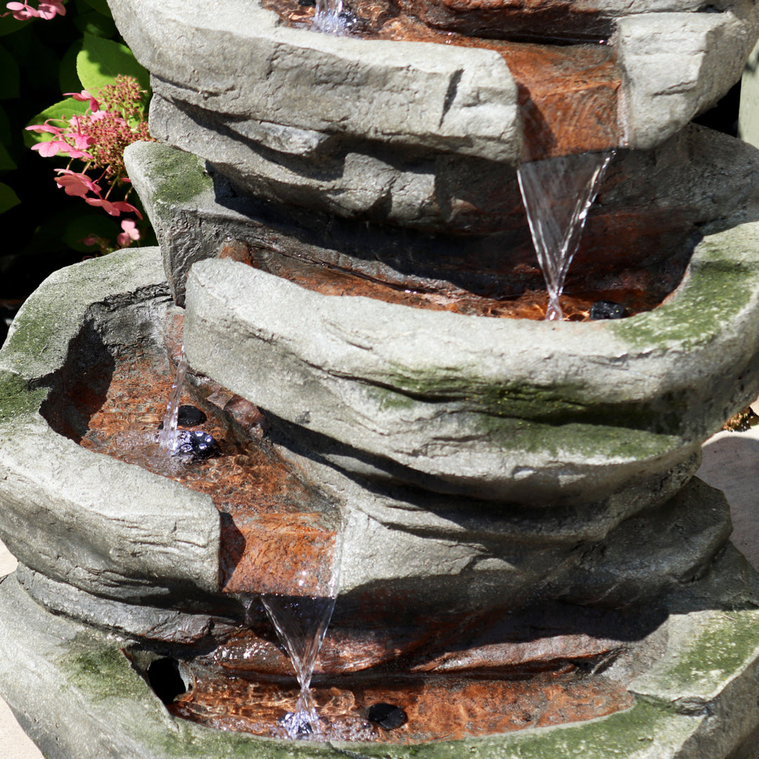 Sunnydaze Lighted Cobblestone Waterfall Fountain with LED Lights - 31 in Image 6