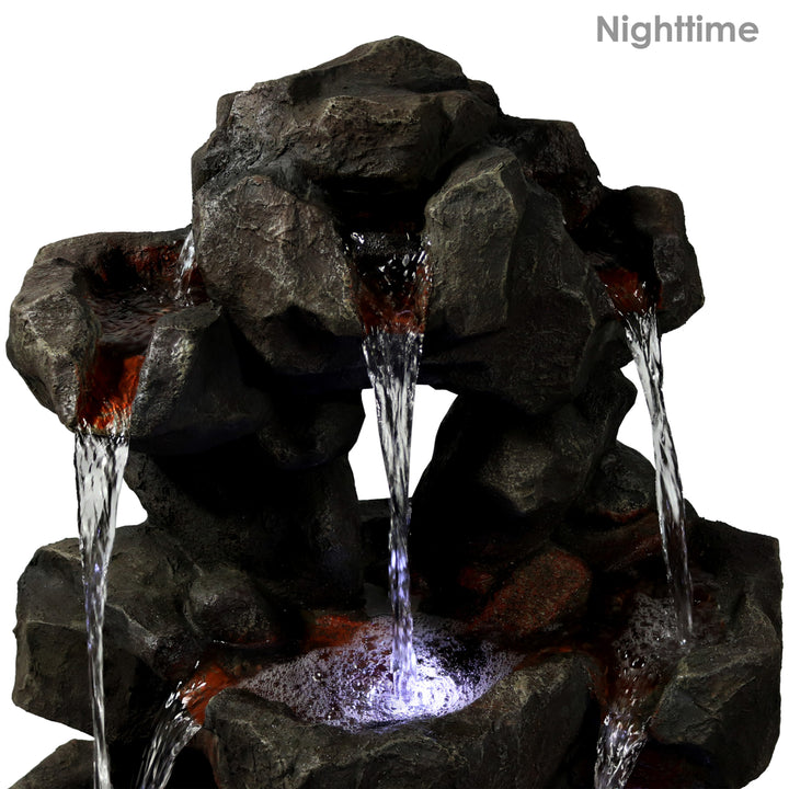 Sunnydaze Layered Rock Waterfall Fountain with LED Lights - 32 in Image 7