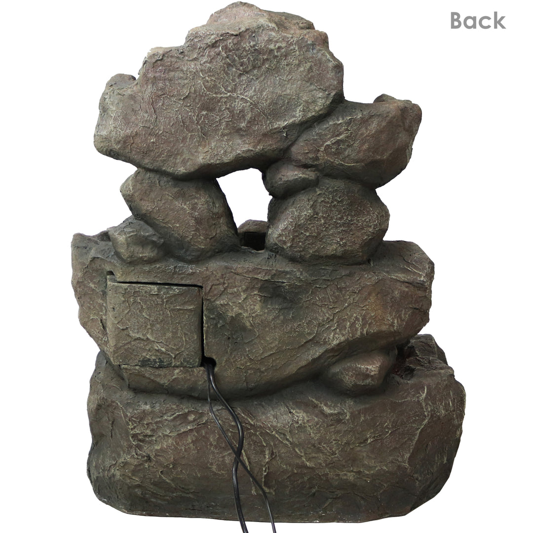 Sunnydaze Layered Rock Waterfall Fountain with LED Lights - 32 in Image 5