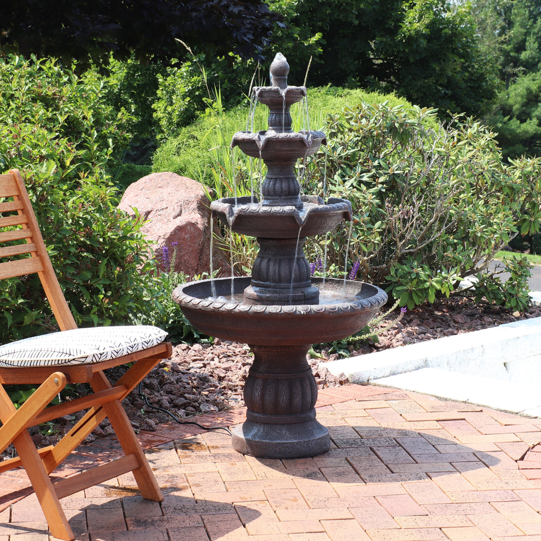 Sunnydaze Mediterranean Resin Outdoor 4-Tier Water Fountain Image 4