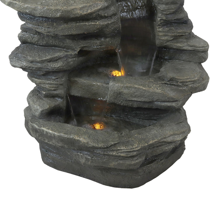 Sunnydaze Electric Stacked Shale Water Fountain with LED Lights - 38 in Image 10