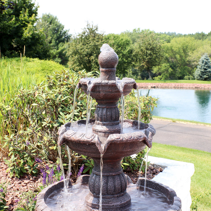 Sunnydaze Mediterranean Resin Outdoor 4-Tier Water Fountain Image 5