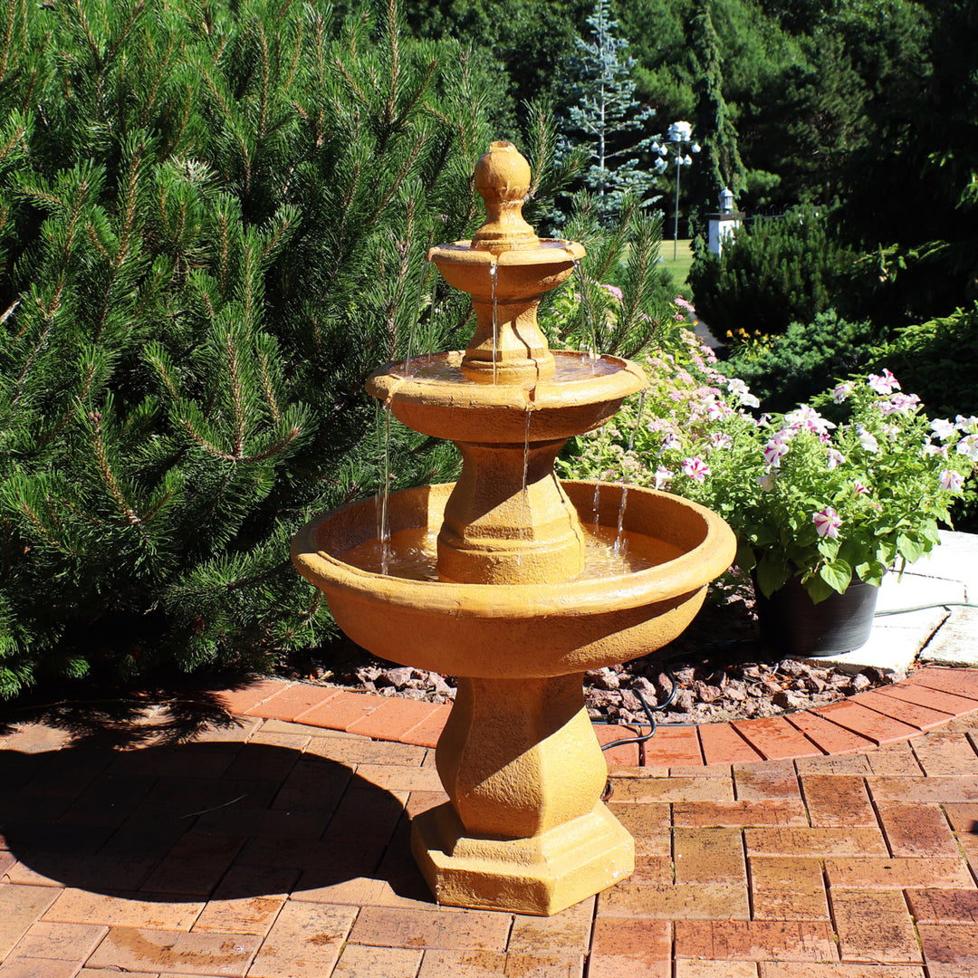 Sunnydaze Tropical Resin Outdoor 3-Tier Electric Water Fountain Image 4