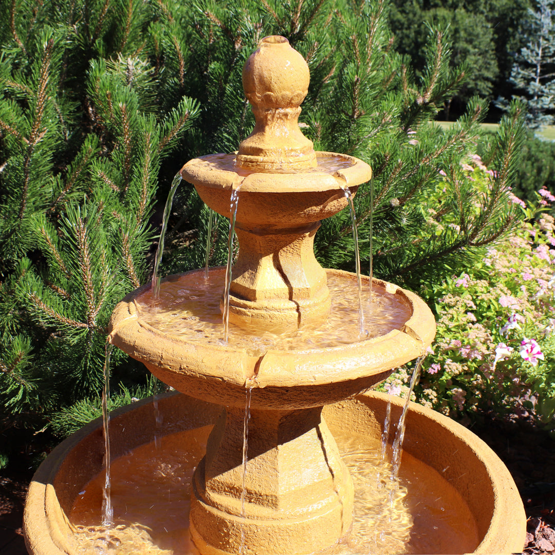 Sunnydaze Tropical Resin Outdoor 3-Tier Electric Water Fountain Image 5