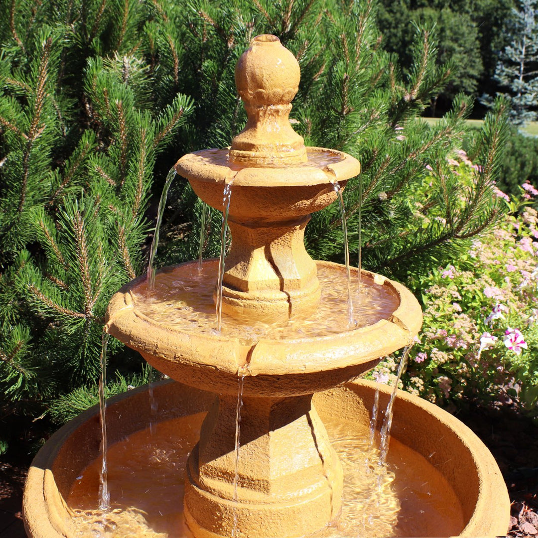 Sunnydaze Tropical Resin Outdoor 3-Tier Electric Water Fountain Image 8