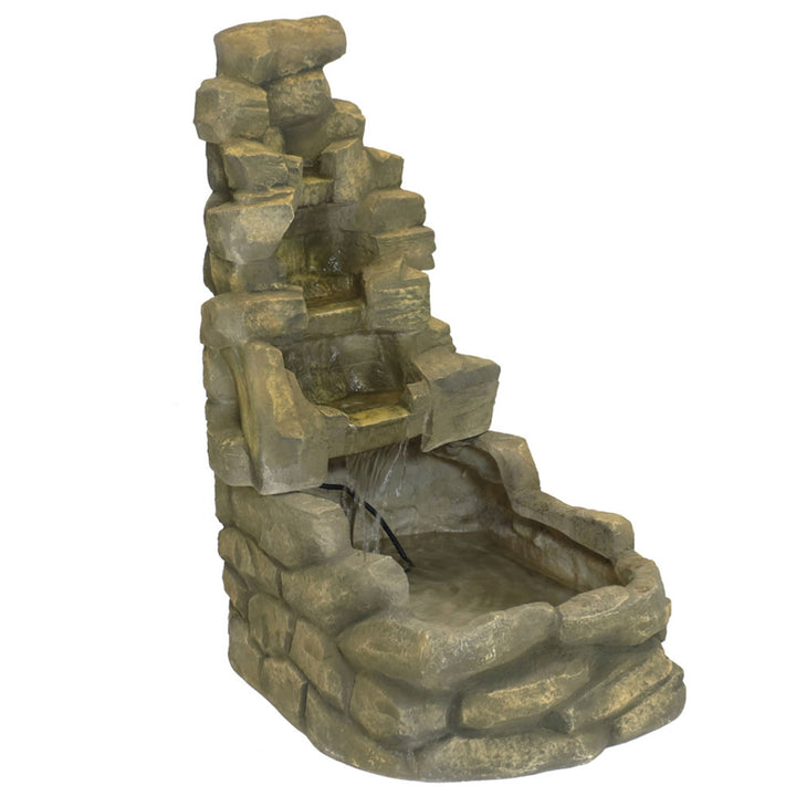 Sunnydaze Fiberglass Electric Outdoor Stone Waterfall Fountain - 37 in Image 7