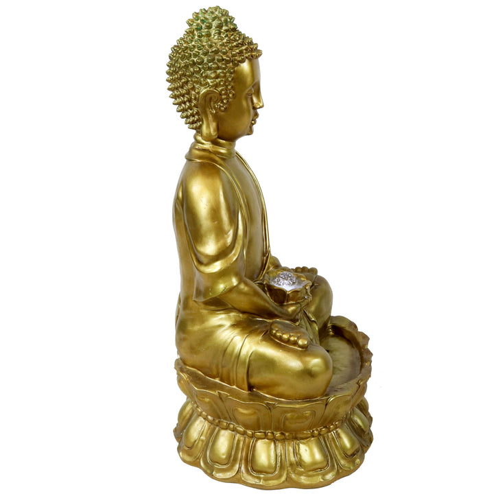 Sunnydaze Relaxed Buddha Outdoor Water Fountain with LED Lights - 36 in Image 8