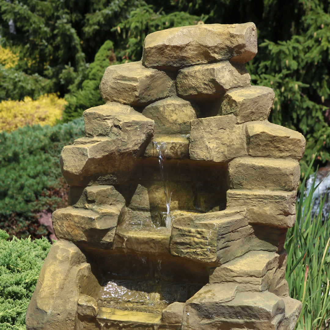 Sunnydaze Fiberglass Electric Outdoor Stone Waterfall Fountain - 37 in Image 5