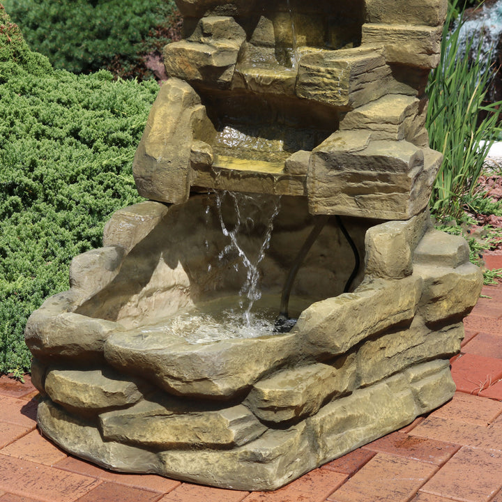 Sunnydaze Fiberglass Electric Outdoor Stone Waterfall Fountain - 37 in Image 6