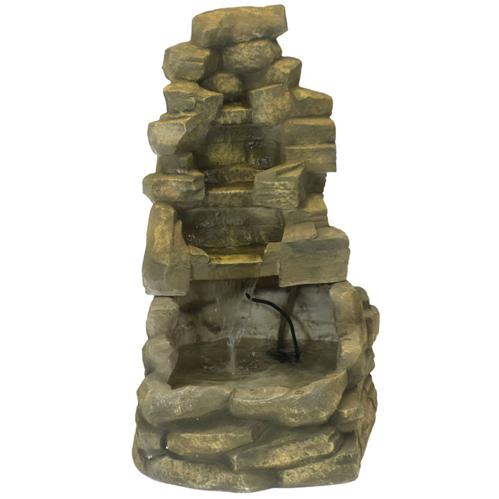 Sunnydaze Fiberglass Electric Outdoor Stone Waterfall Fountain - 37 in Image 8