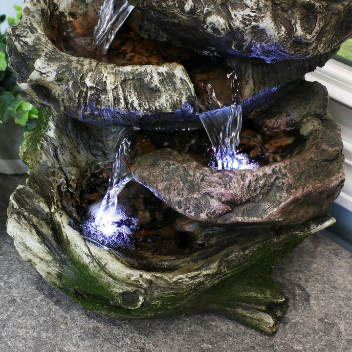 Sunnydaze Rock Falls 5-Step Indoor Water Fountain with LED Lights - 14 in Image 5