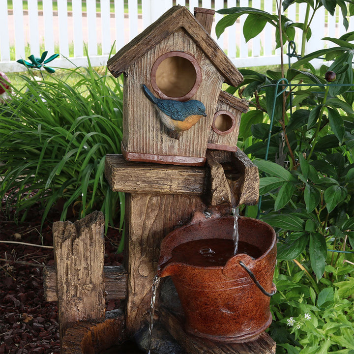 Sunnydaze Bluebird House/Buckets Outdoor Garden Water Fountain - 26 in Image 7