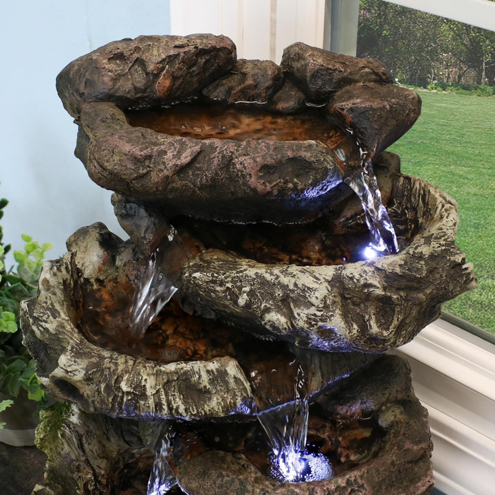 Sunnydaze Rock Falls 5-Step Indoor Water Fountain with LED Lights - 14 in Image 6