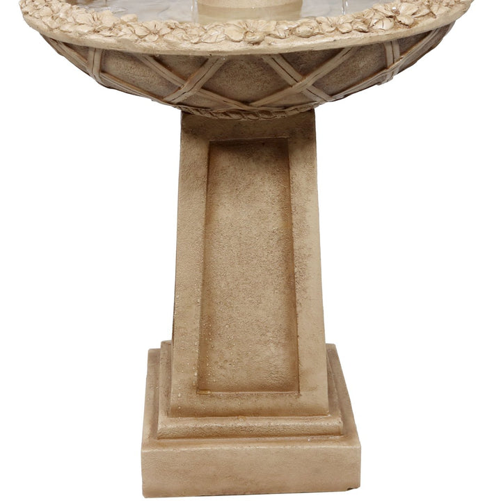 Sunnydaze Beveled Flower Polyresin Outdoor 2-Tier Bird Bath Fountain Image 6