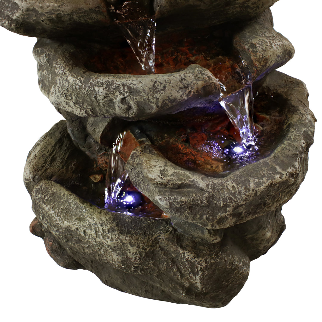 Sunnydaze Stone Falls Polyresin 6-Tier Indoor Fountain with LED - 15 in Image 6