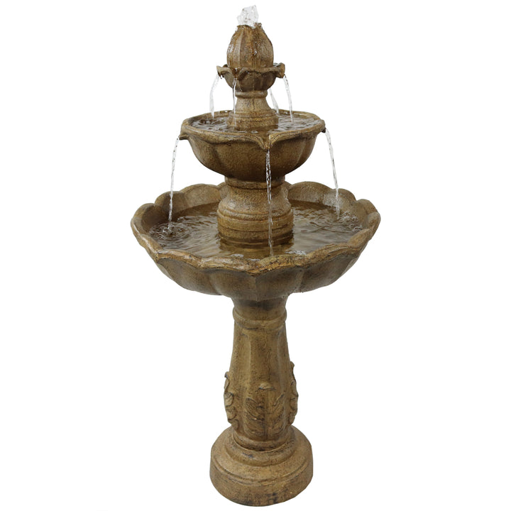 Sunnydaze Blooming Flower Resin Outdoor 2-Tier Water Fountain Image 1