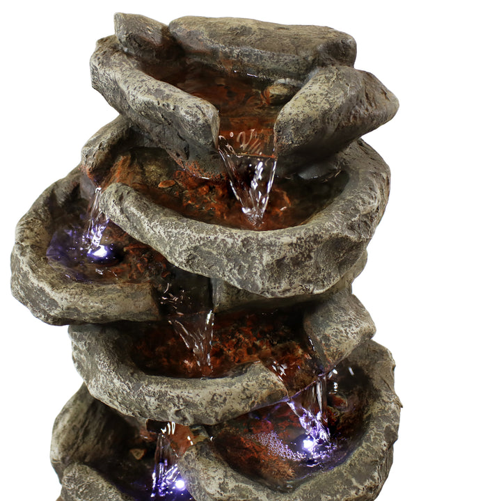 Sunnydaze Stone Falls Polyresin 6-Tier Indoor Fountain with LED - 15 in Image 7