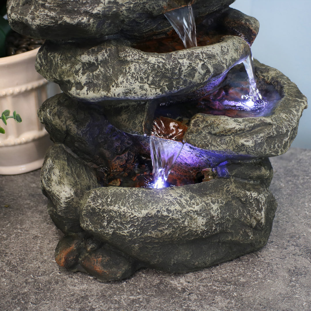Sunnydaze Stone Falls Polyresin 6-Tier Indoor Fountain with LED - 15 in Image 8