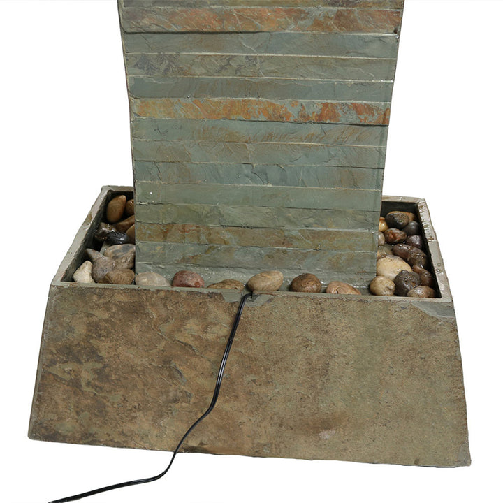 Sunnydaze Spiraling Slate Water Fountain Tower with LED Lights - 49 in Image 8