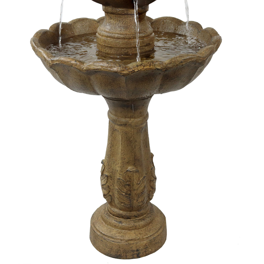 Sunnydaze Blooming Flower Resin Outdoor 2-Tier Water Fountain Image 7