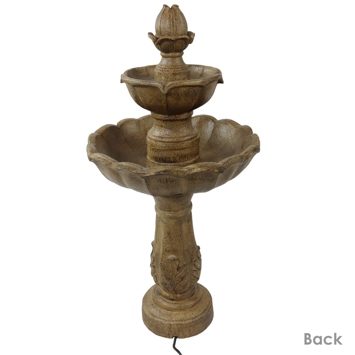 Sunnydaze Blooming Flower Resin Outdoor 2-Tier Water Fountain Image 6