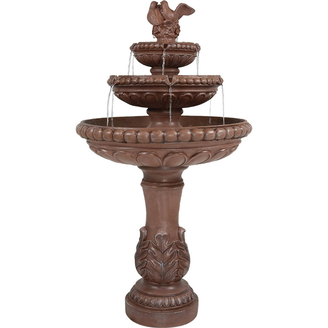 Sunnydaze Dove Pair Resin Outdoor 3-Tier Water Fountain Image 1