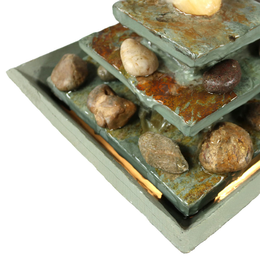 Sunnydaze Ascending Slate Indoor Water Fountain with LED Light - 8 in Image 5