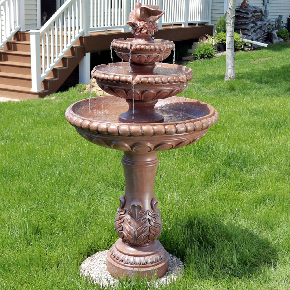 Sunnydaze Dove Pair Resin Outdoor 3-Tier Water Fountain Image 2