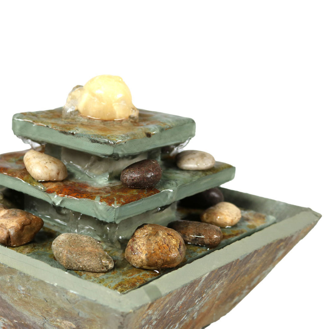 Sunnydaze Ascending Slate Indoor Water Fountain with LED Light - 8 in Image 6