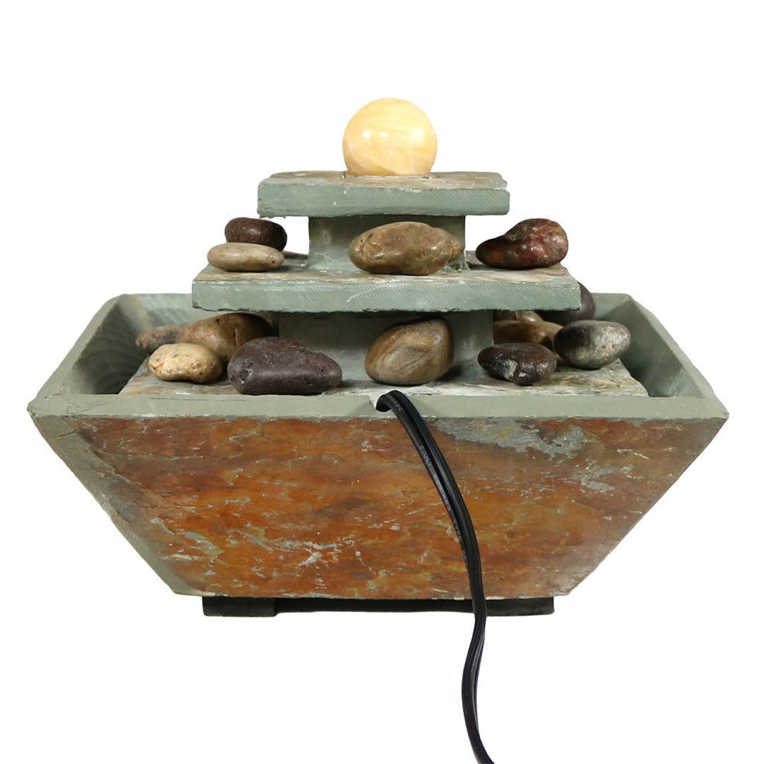 Sunnydaze Ascending Slate Indoor Water Fountain with LED Light - 8 in Image 9