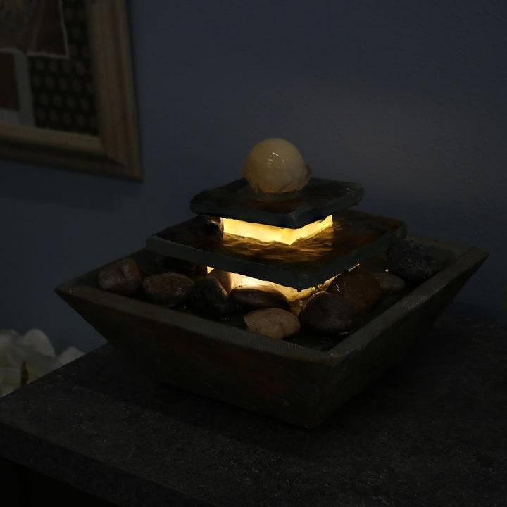 Sunnydaze Ascending Slate Indoor Water Fountain with LED Light - 8 in Image 11