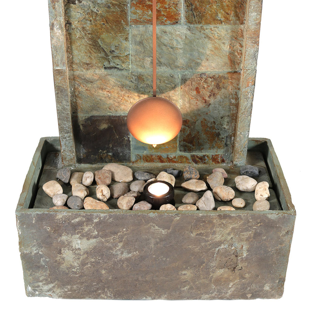 Sunnydaze Slate/Copper Clock Waterfall Fountain with LED Lights - 49 in Image 7