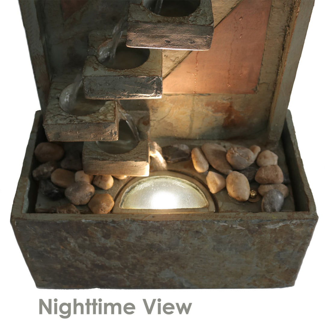 Sunnydaze Copper/Slate Staircase Water Fountain with LED Lights - 48 in Image 7