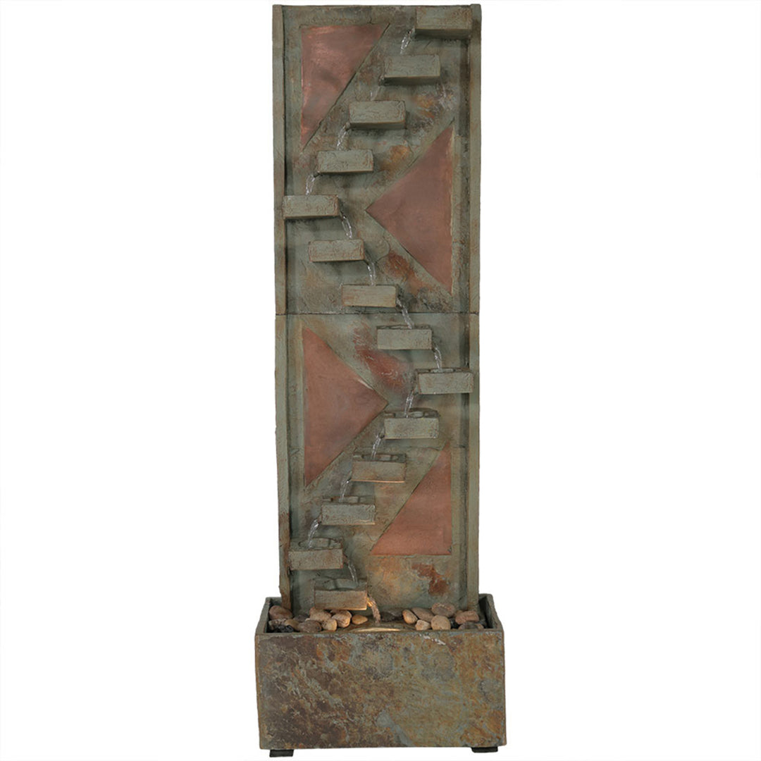 Sunnydaze Copper/Slate Staircase Water Fountain with LED Lights - 48 in Image 5