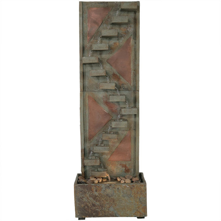 Sunnydaze Copper/Slate Staircase Water Fountain with LED Lights - 48 in Image 9